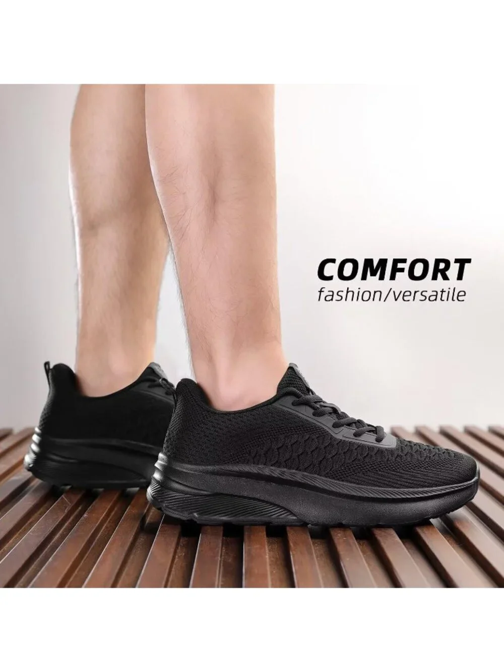 Men's Black Wide Toe Walking Shoes Casual Trail Running Sneakers Cross Trainer